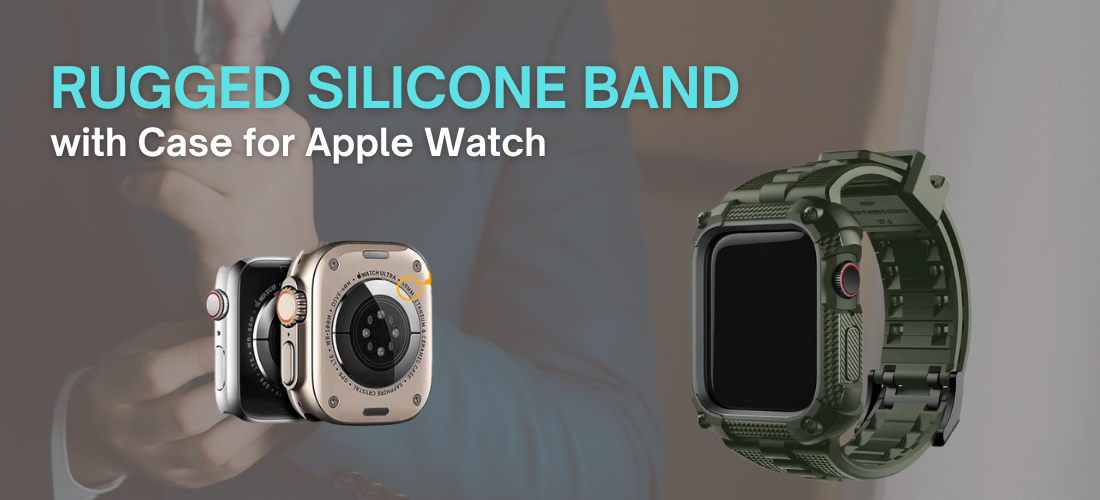 Rugged Silicone Band with Case for Apple Watch