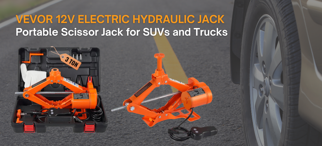 VEVOR 12V Electric Hydraulic Jack: Portable Scissor Jack for SUVs and Trucks