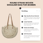 Round Straw Woven Shoulder Bag for Women – Large Capacity, Hollow Out Design, Vacation Beach Tote