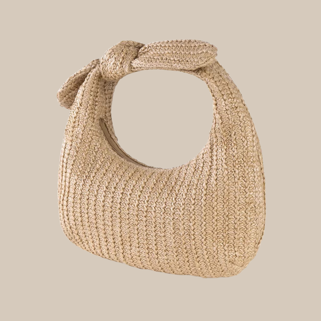 Summer Straw Woven Clutch Bag – Women's Knotted Purse with Bow, Luxury Design Evening Handbag for Parties and Beach