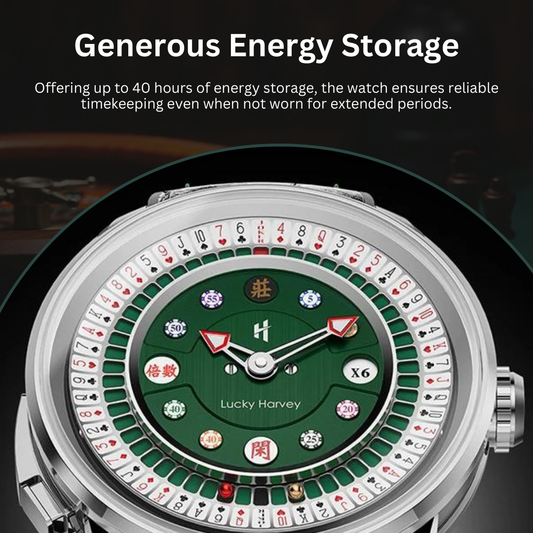 Lucky Harvey Poker Game Dial Mechanical Mens Watch Automatic Movement Sapphire Funny Poker Roulette 40H Power Reserve