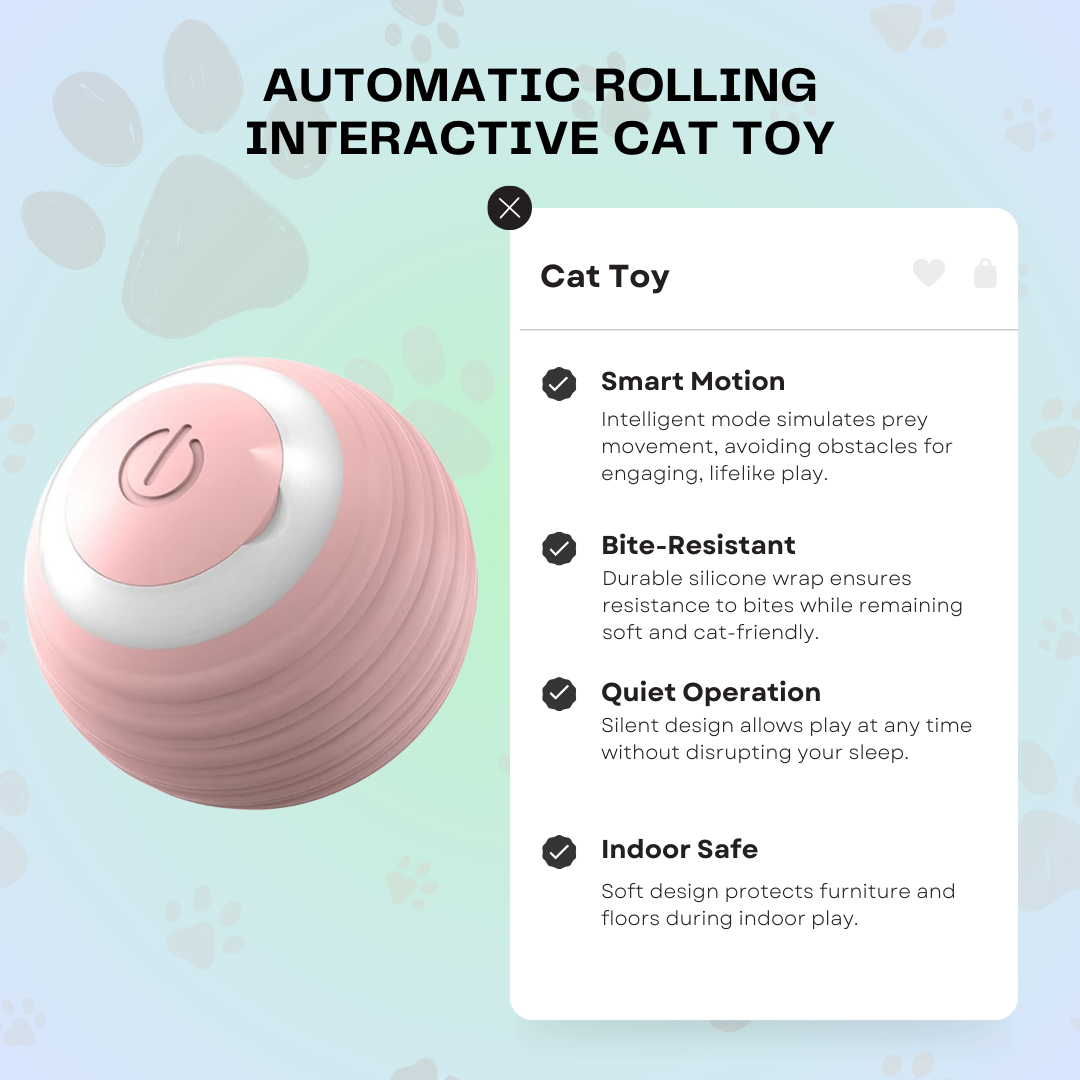 Automatic Rolling Interactive Cat Toy – Smart Electronic Magic Ball for Indoor Play & Exercise