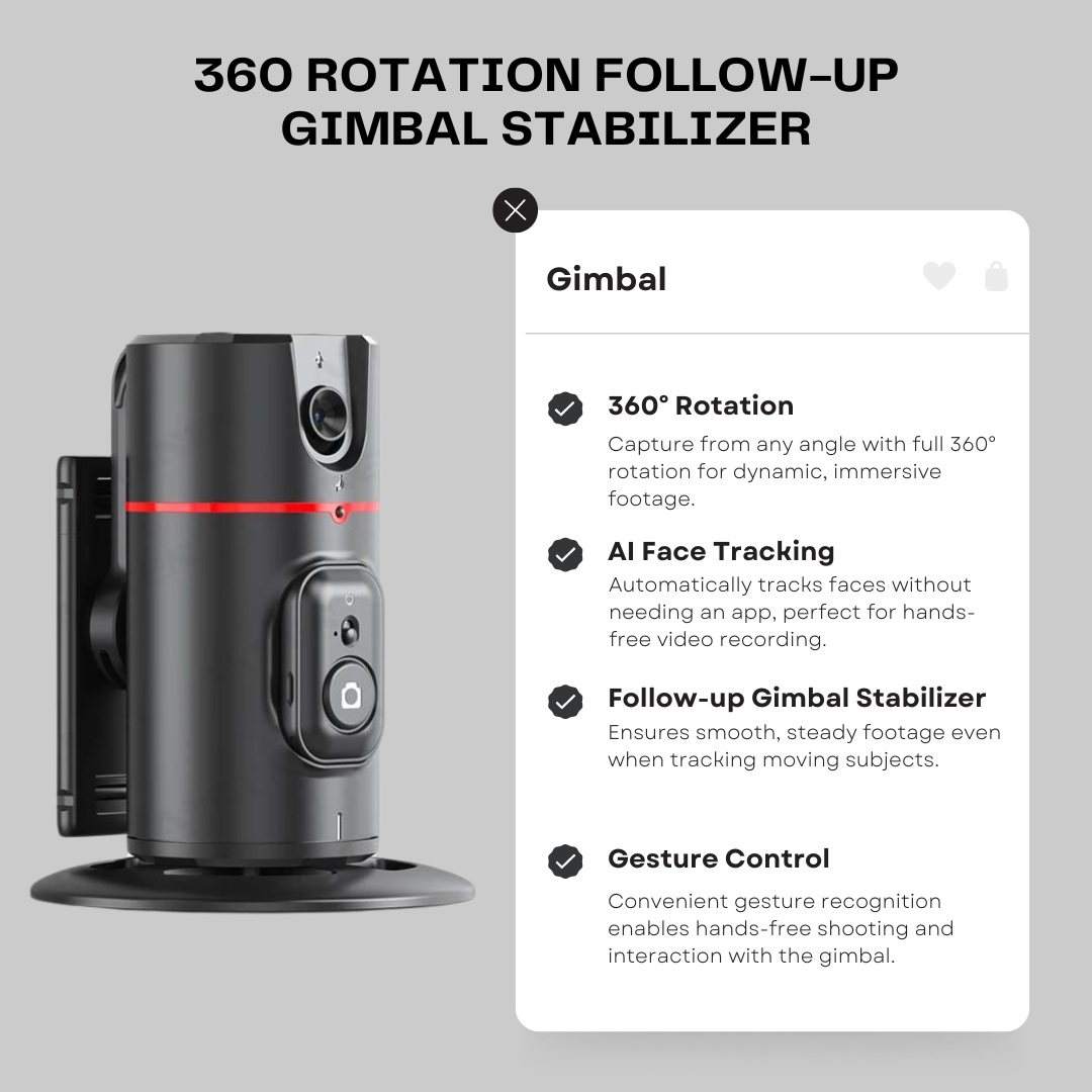 AXNEN 360° Rotation Tracking Gimbal with Remote for TikTok & Live Photography