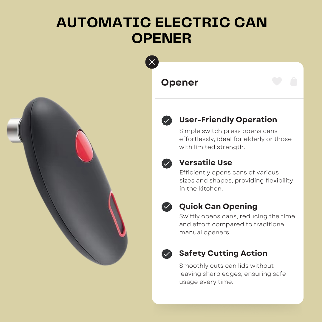 Automatic Electric Can Opener: One-Touch Portable Kitchen Gadget for Hands-Free Opening of Jars, Bottles, and Cans