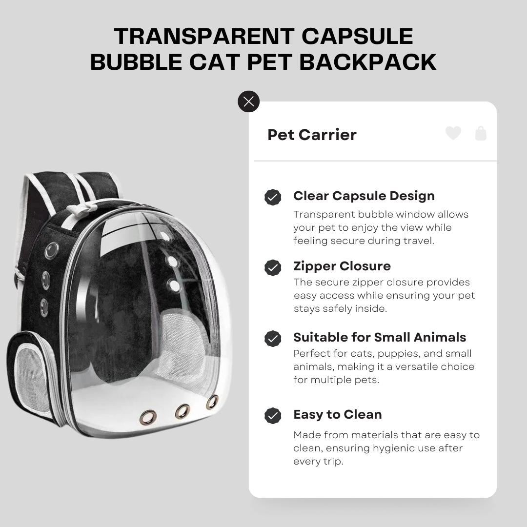 Transparent Capsule Bubble Cat Pet Backpack: Breathable Carrier for Travel with Small Animals, Puppies, Kittens, and Birds