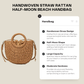 Handwoven Straw Rattan Half-Moon Beach Handbag – Large Capacity Summer Hollow Out Crossbody Shoulder Bag for Women