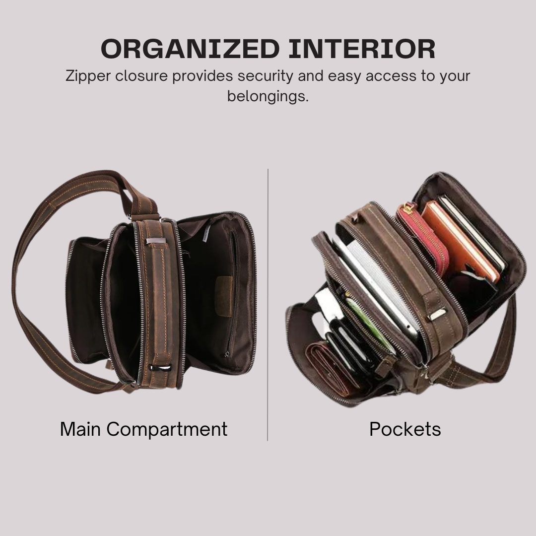 JOYIR New Genuine Leather Men's Vintage Handbag: Small Flap Shoulder Bag for Casual Office, Fashion Crossbody Bag