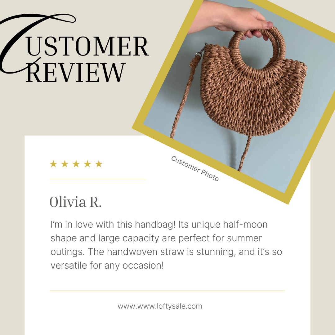 Handwoven Straw Rattan Half-Moon Beach Handbag – Large Capacity Summer Hollow Out Crossbody Shoulder Bag for Women