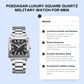 Original POEDAGAR Luxury Square Quartz Military Watch for Men