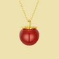 18K Gold Natural Red Agate Apple Necklace Pendant