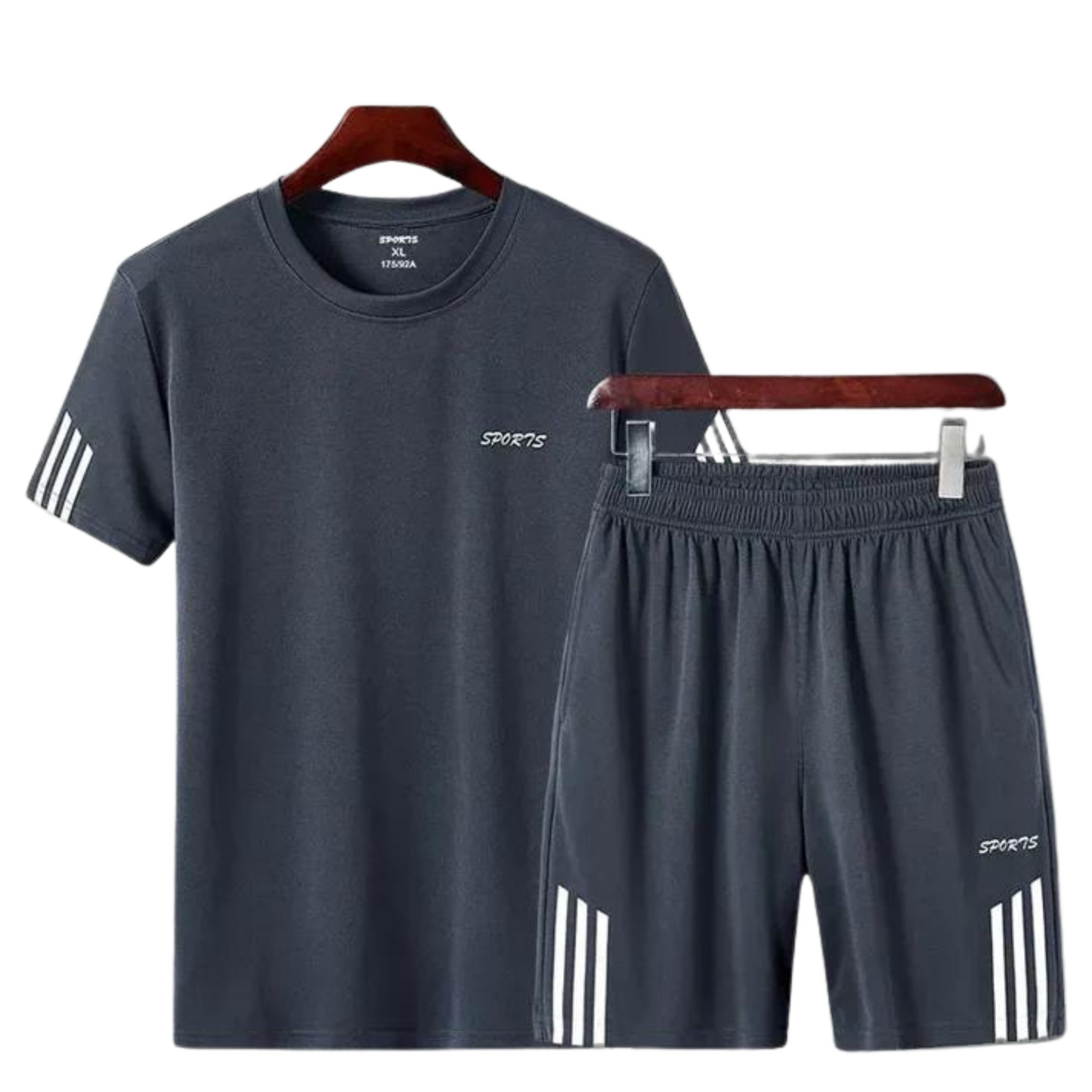 Men's Casual Short-Sleeve Loose-fit Sports Set with Breathable Fabric, Quick-Drying T-Shirt & Short