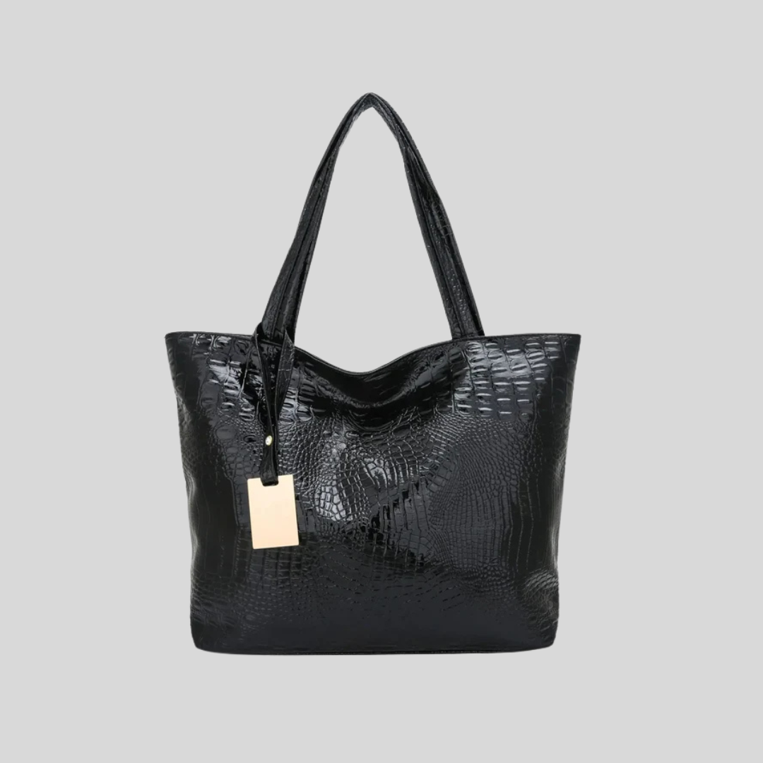 Elegant Crocodile-Embossed Women's Shoulder Bag: Silver, Gold, Black - Stylish PU Leather Tote