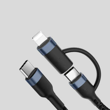 2-in-1 PD 60W Fast Charging USB-C Cable for iPhone 15 Pro Max, Huawei, Samsung, Xiaomi – PD 20W Data Cable for iPhone