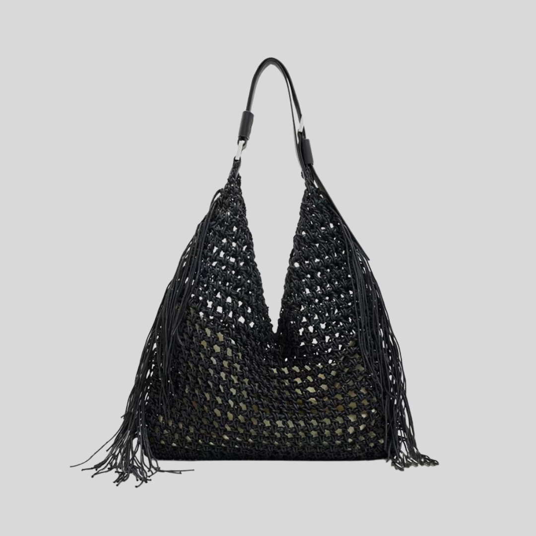 Luxury Hollow-Out Hobo Bag for Women: Spacious Tassel Straw Beach Purse