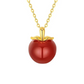 18K Gold Natural Red Agate Apple Necklace Pendant