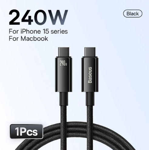 USB Type-C PD3.1 Fast charge 240W Data Cable for iPhone 15 Samsung S23 MacBook Laptops