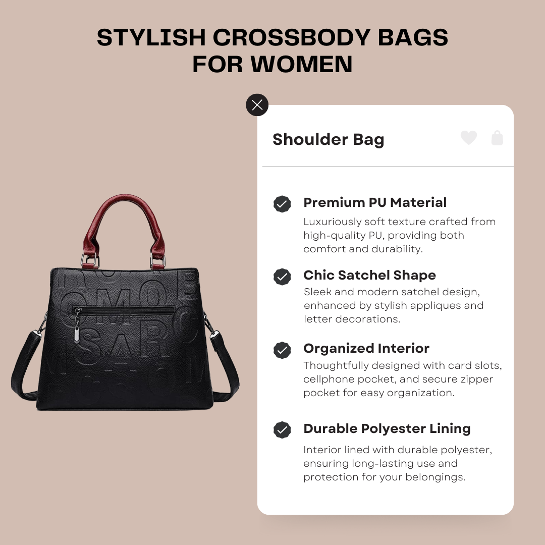 Stylish Crossbody Bags for Women - Elegant Designer Tote Handbag with Spacious Capacity for Travel and Everyday Use