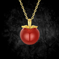 18K Gold Natural Red Agate Apple Necklace Pendant