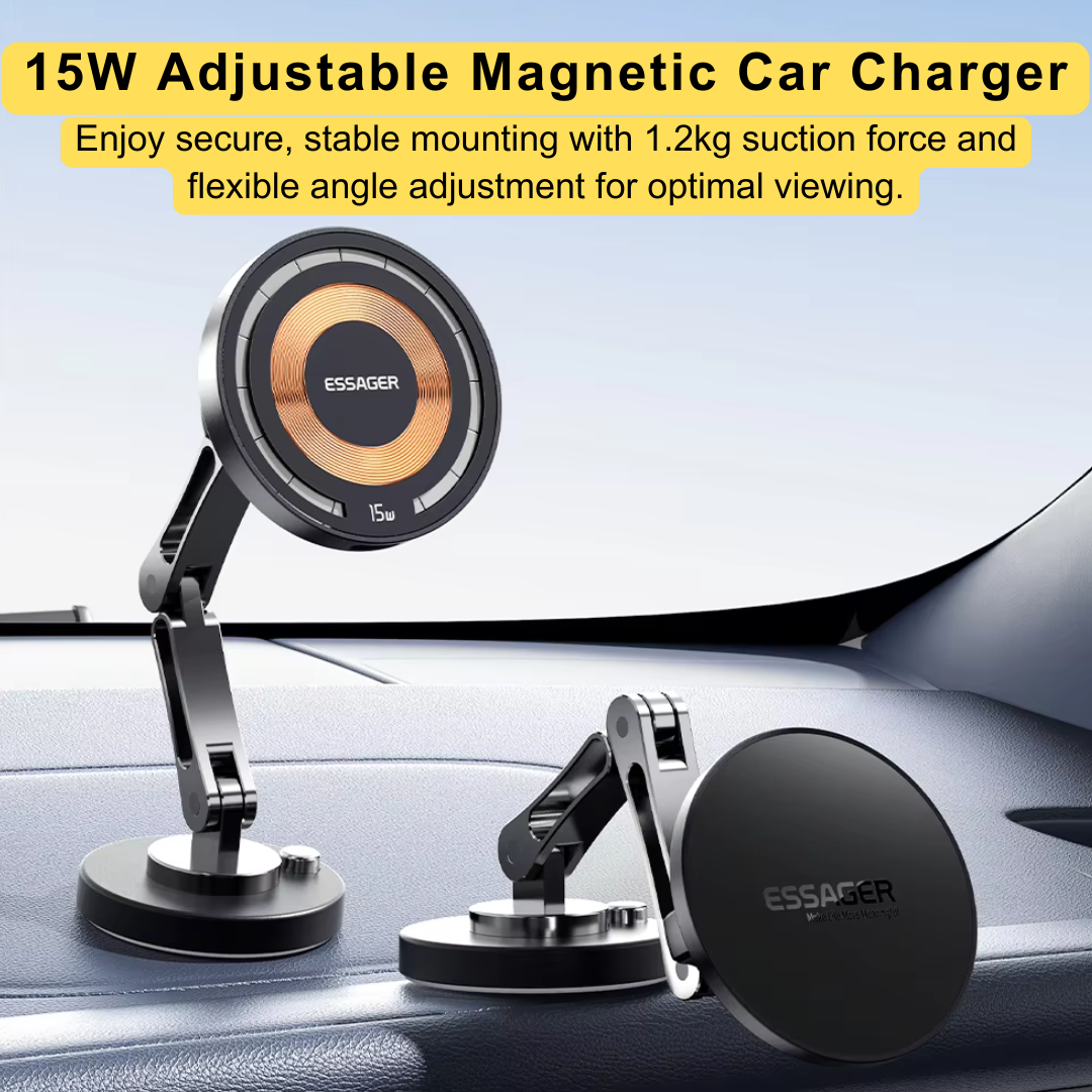 Essager 15W Magnetic Wireless Car Charger & Phone Holder for MagSafe iPhone 15/14/13 Pro Max – Easy Mount