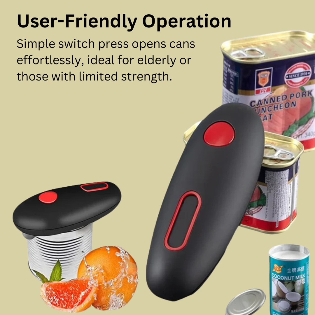 Automatic Electric Can Opener: One-Touch Portable Kitchen Gadget for Hands-Free Opening of Jars, Bottles, and Cans