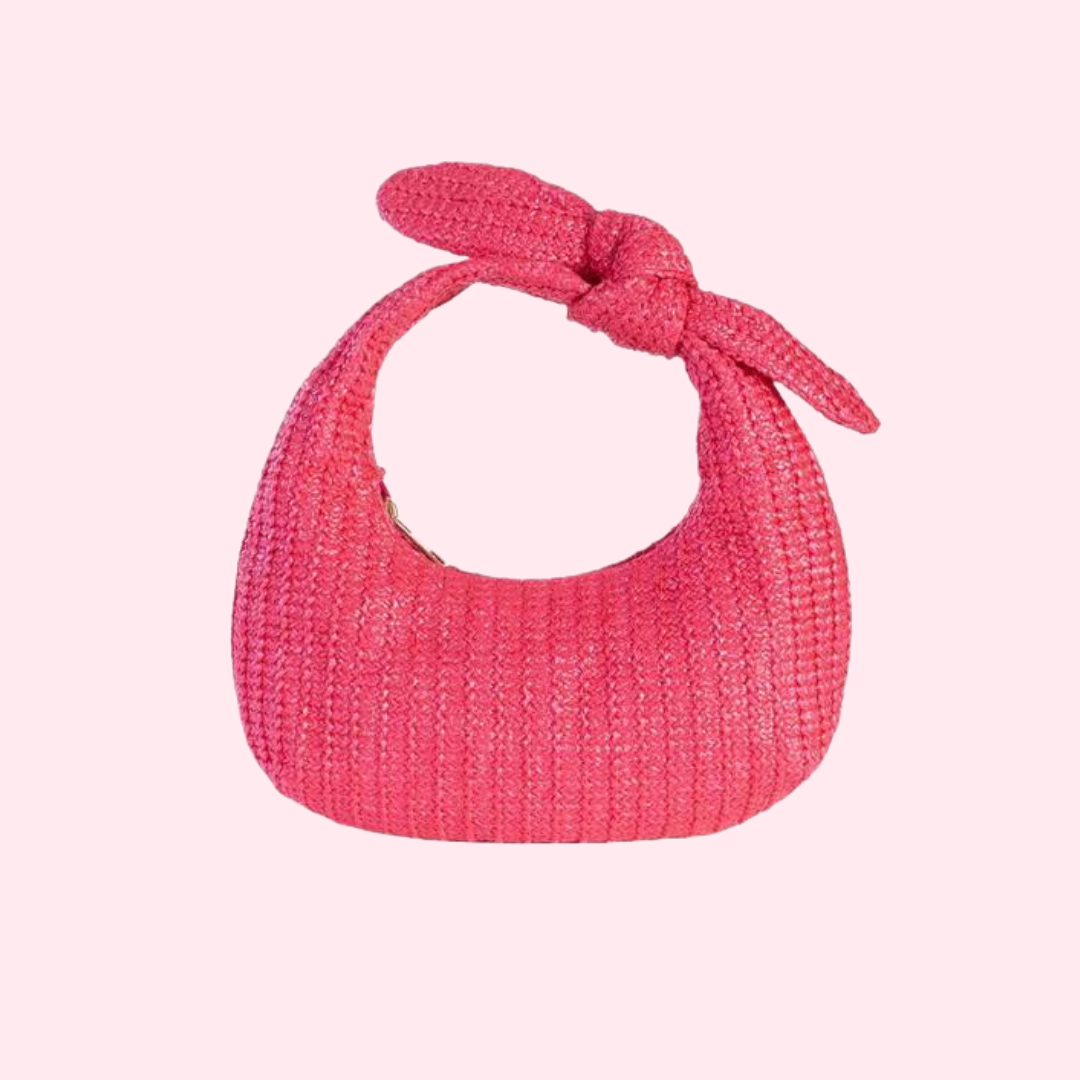 Summer Straw Woven Clutch Bag – Women's Knotted Purse with Bow, Luxury Design Evening Handbag for Parties and Beach