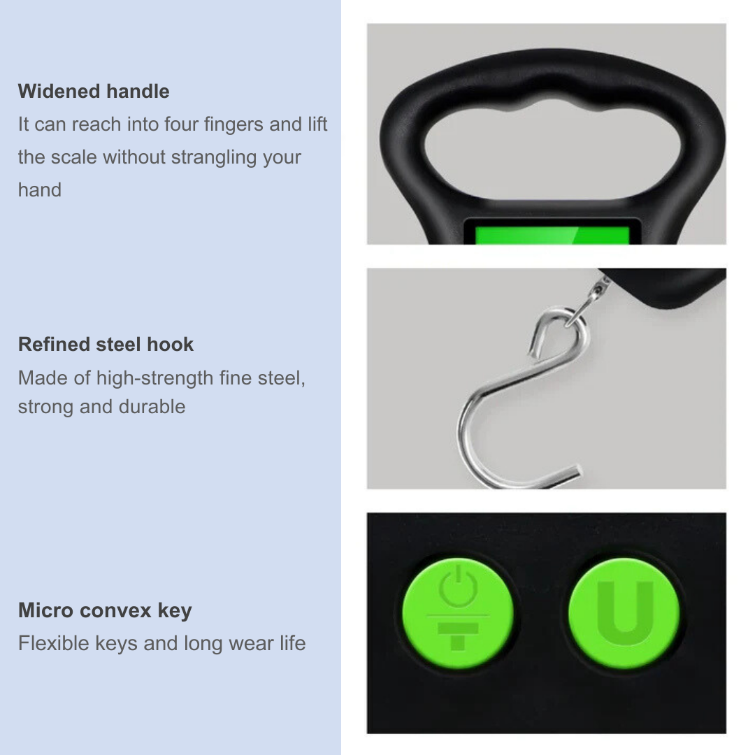 Digital Hanging Scale | Mini Luggage Weight Balance and Fishing Tool with LCD Backlit Display