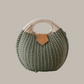 Round Woven Summer Straw Beach Tote - Women's Handbag