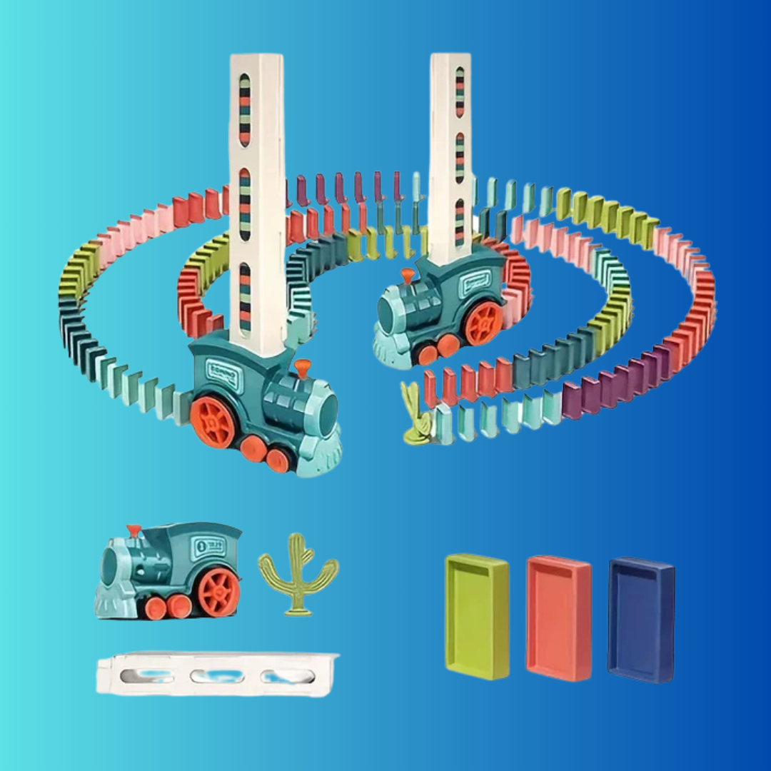 Automatic Domino Train Set - Creative DIY Brick Blocks Kit for Kids' Birthday Gifts & Fun Games