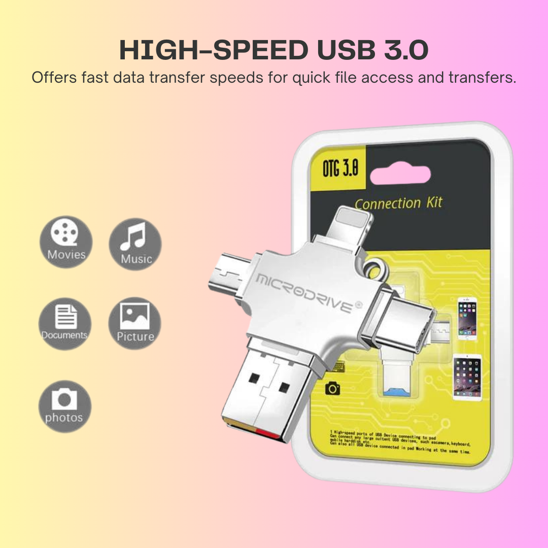 Memory Card USB Flash Adapter USB 3.0 / Type C / Lightning / Micro Mini SD Card / 4 in 1 Sd adapter USB Flash Reader