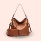 2 Pc set Handbag Composite Bags Solid Leather Shoulder Bag Large Tote Messenger