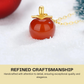 18K Gold Natural Red Agate Apple Necklace Pendant