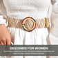 Trendy Women's Boho Colorful Straw Belt with Round Buckle – Wide Classic Summer Beach Waistband for Girls