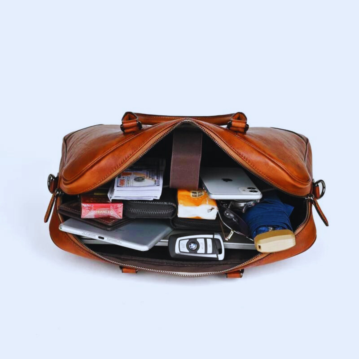 Genuine Leather Men Briefcase Handmade Unique Style Natural Cowhide Vintage Casual Computer Bag Fashion Crossbody Bag For 15 Inch Laptops