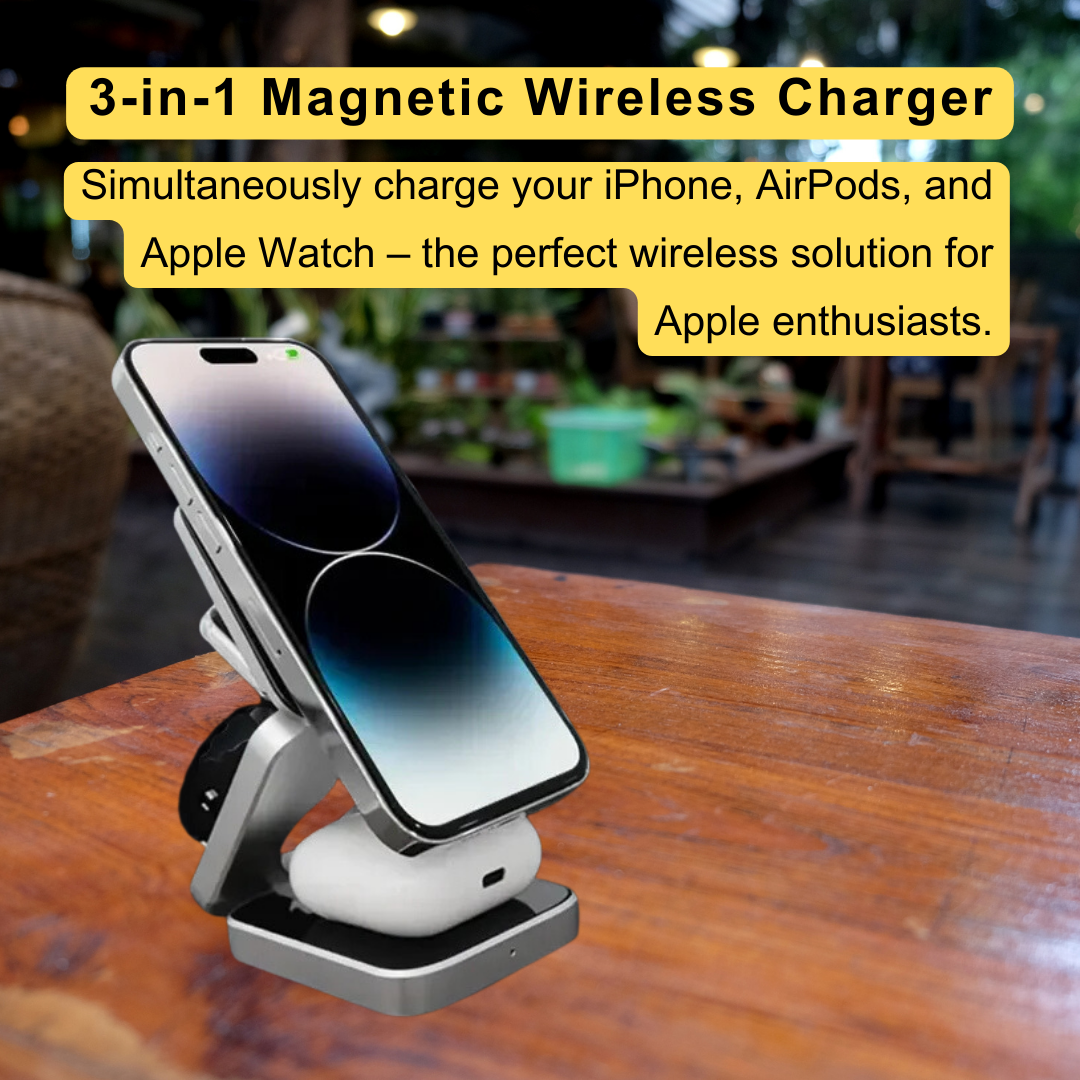 30W Magnetic Wireless Charger Stand – Fast Charging Station for iPhone 16/15/14/13/12 Pro Max, AirPods, Samsung Watch 6/5, iWatch 8/7