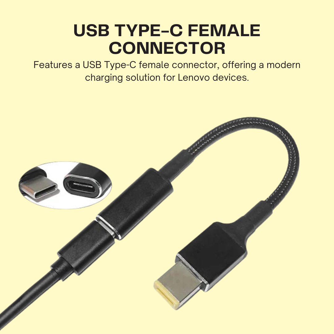 USB Type-C Female to Square Plug Converter Adapter And Cable For Laptop