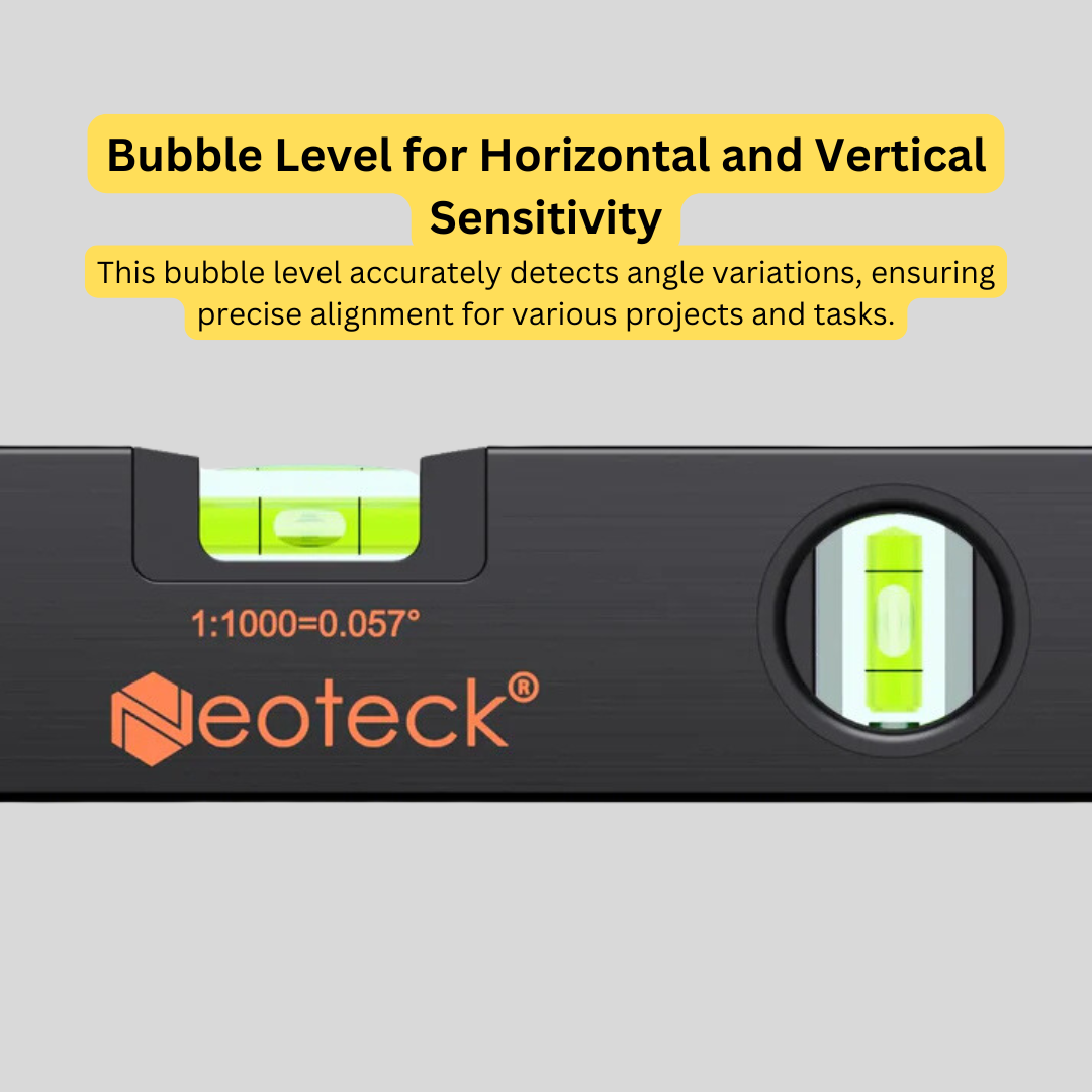 Neoteck 0-225° LCD Digital Protractor and Spirit Level Angle Finder - 400mm Electronic Measurement Tool (Black/Silver)