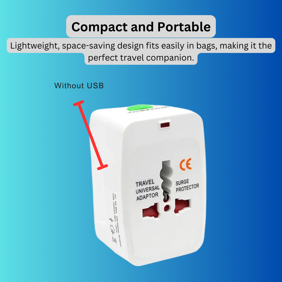 Universal All-in-One Travel Adapter | International AC Power Converter Plug for EU, UK, US, AU Sockets