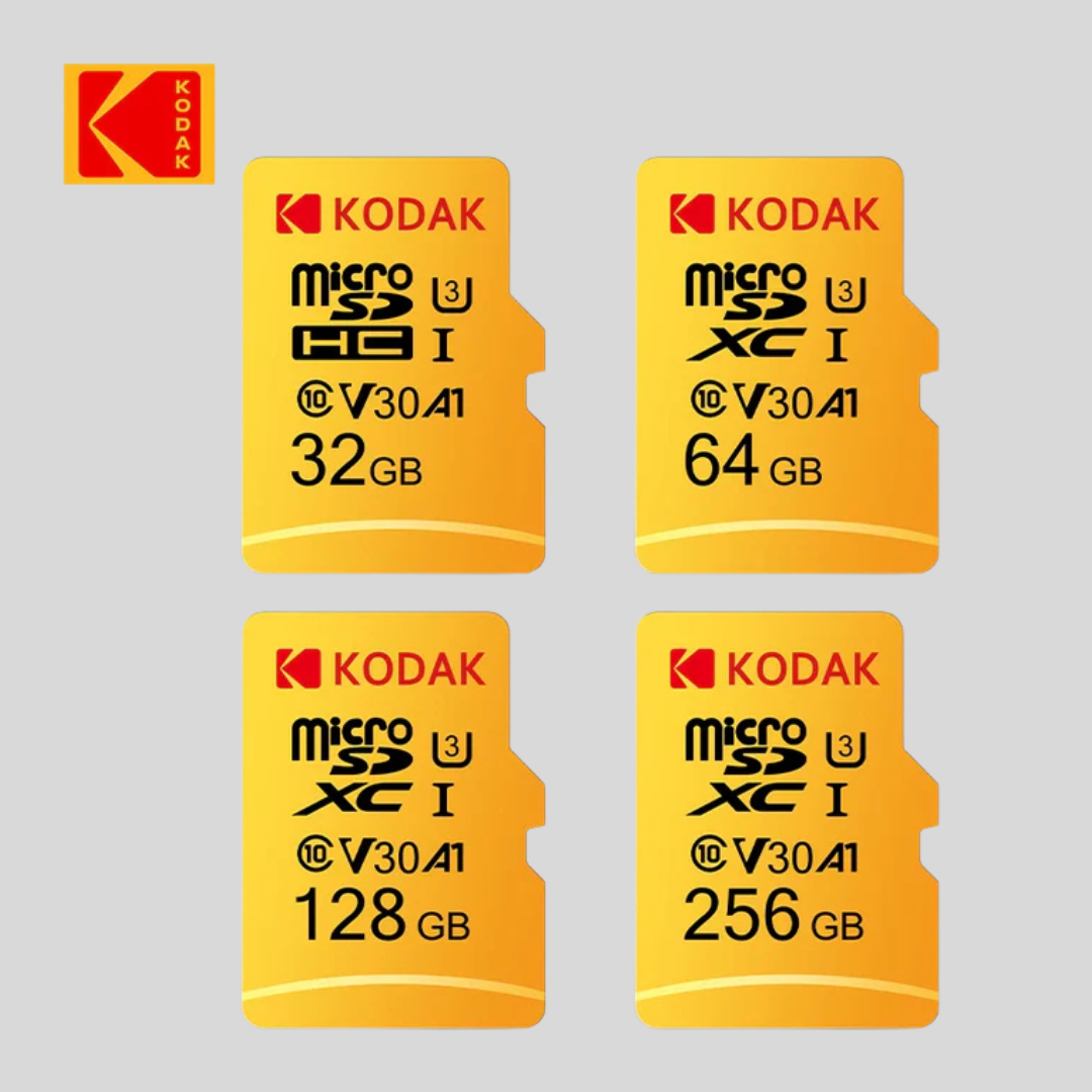 Kodak Genuine Micro SD Card - 32GB, 64GB, 128GB, 256GB, Class 10, with SD Adapter for Phones, Tablets, Cameras, and GoPro