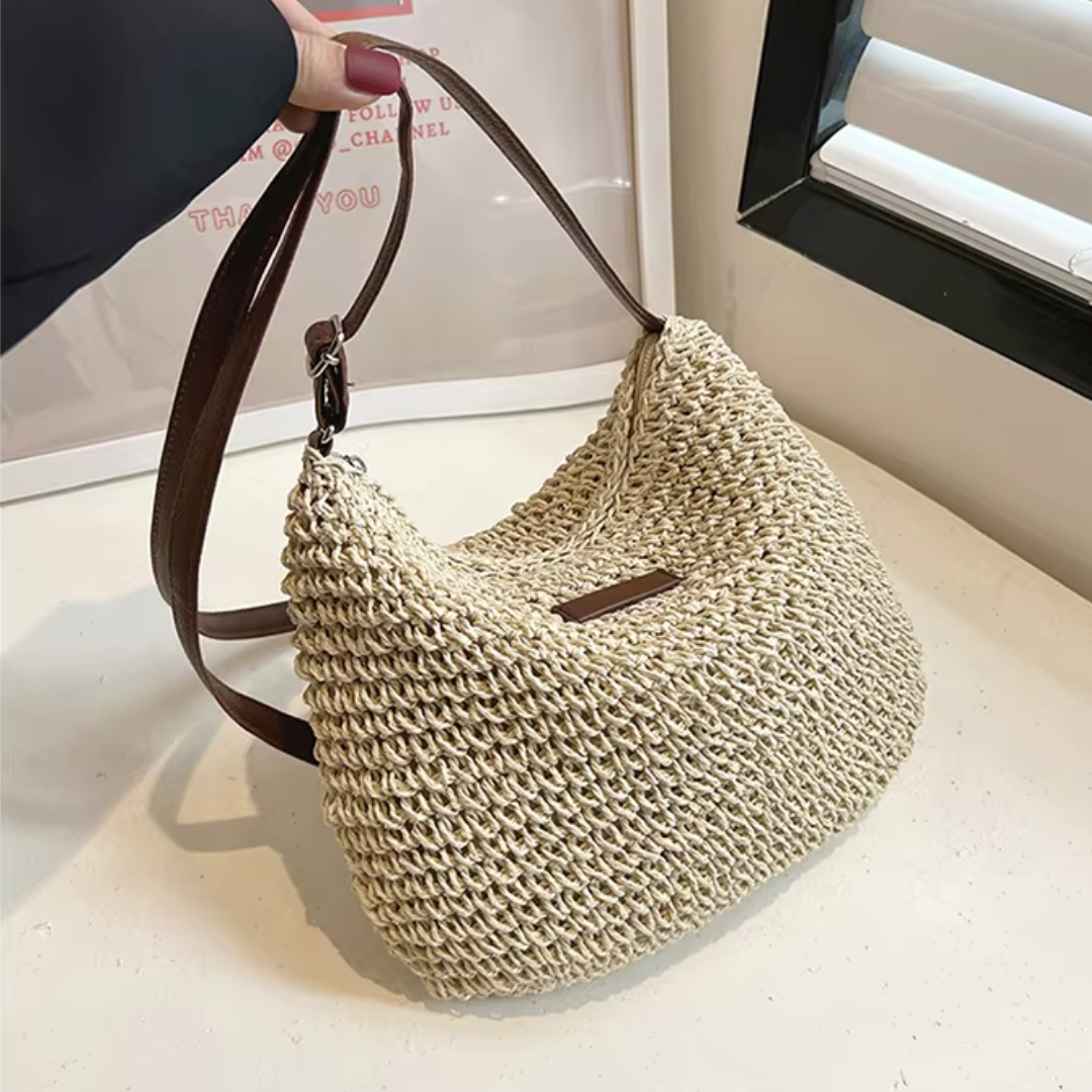 Casual Designer Solid Color Straw Bags for Women – Crossbody Beach Vacation Shoulder Bag