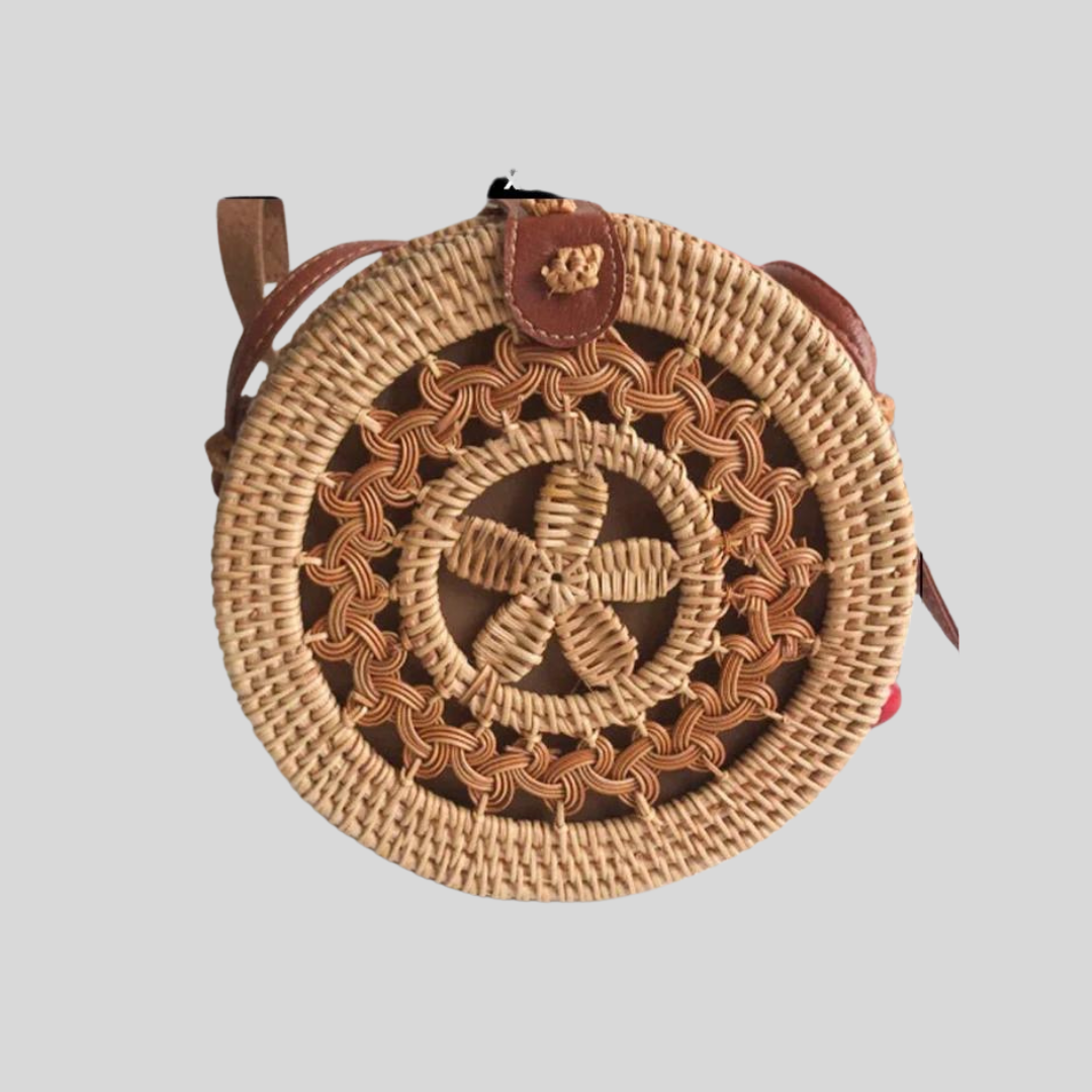 Women's Handmade Straw Rattan Bag – Square and Round Styles, Boho Woven Beach Handbag for Summer