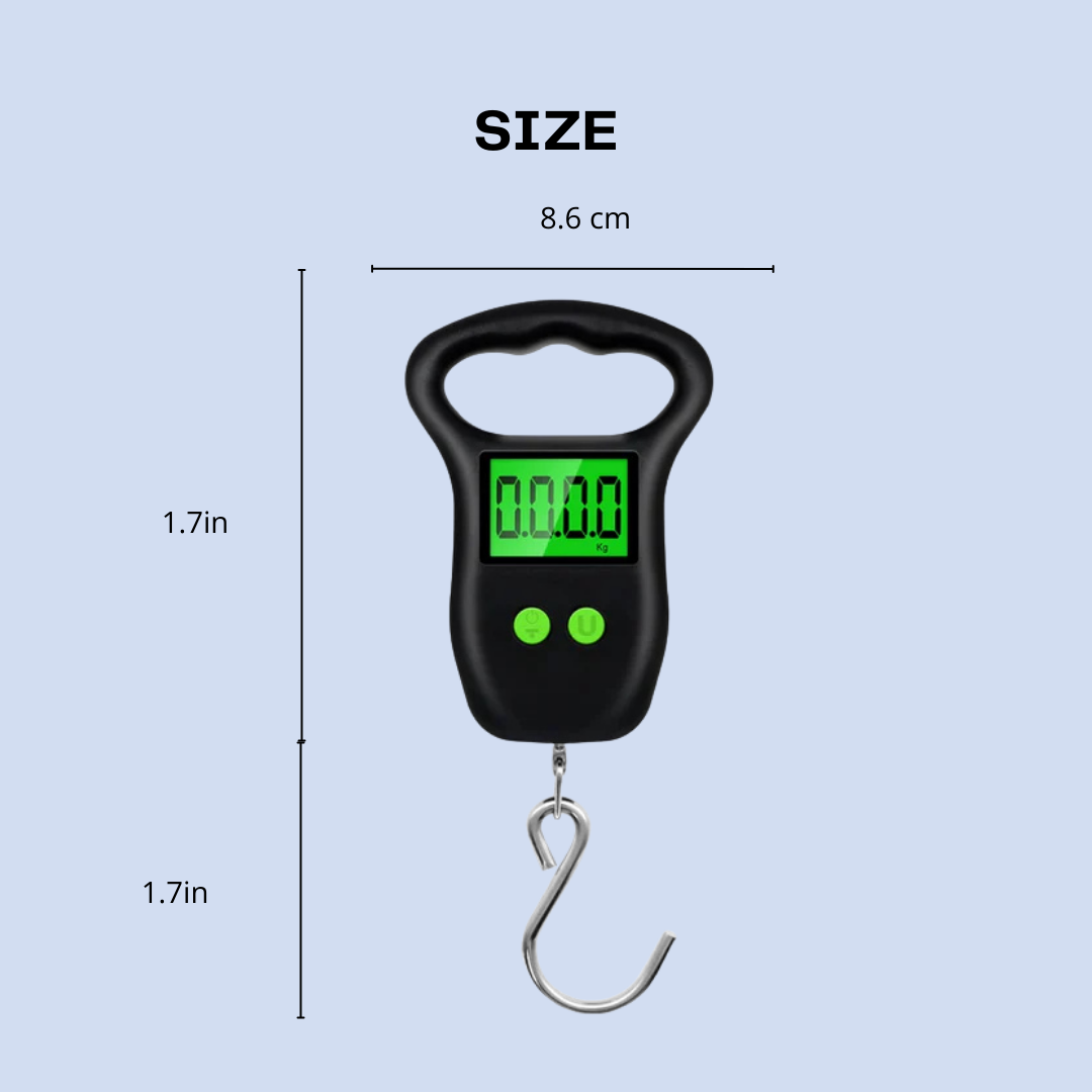 Digital Hanging Scale | Mini Luggage Weight Balance and Fishing Tool with LCD Backlit Display