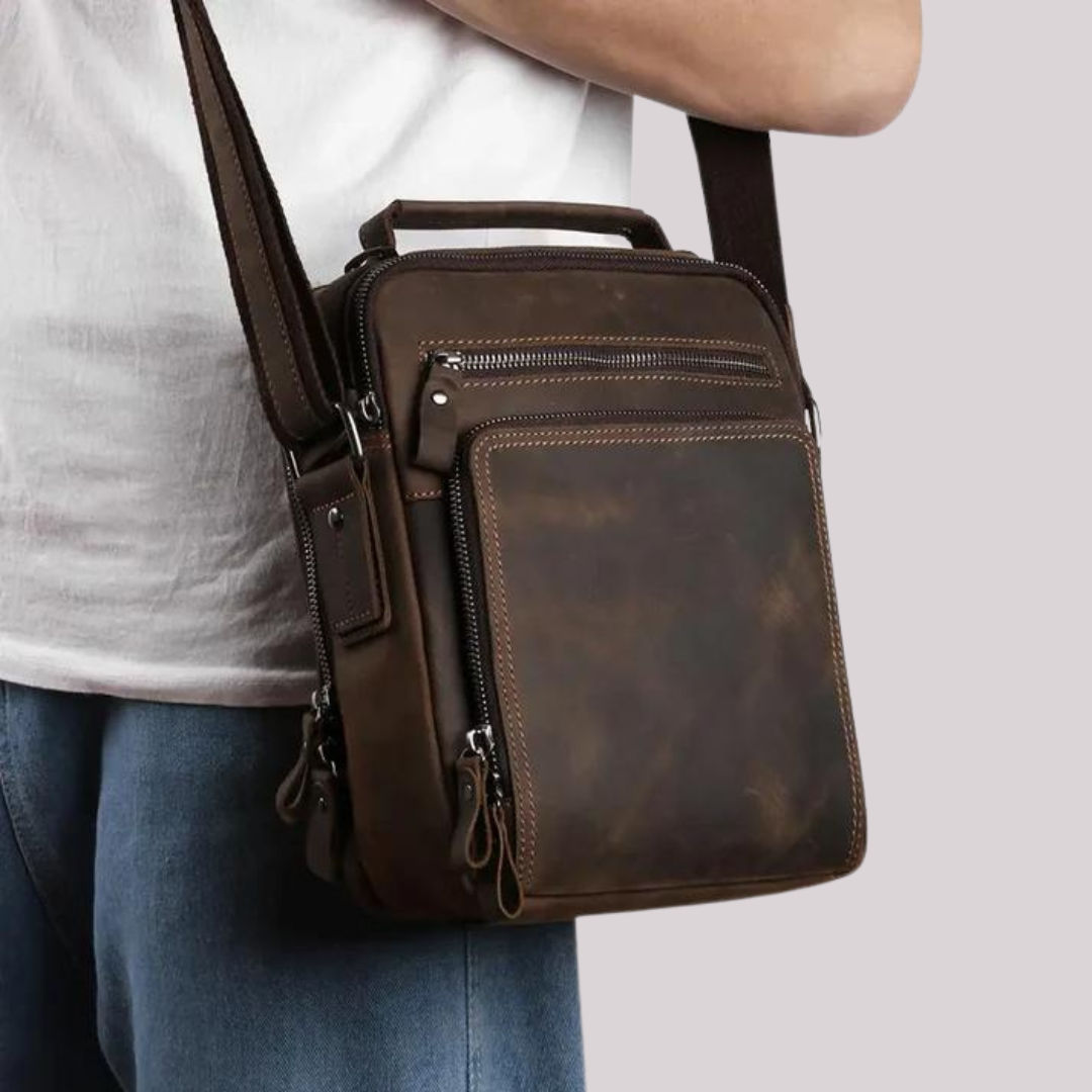 JOYIR New Genuine Leather Men's Vintage Handbag: Small Flap Shoulder Bag for Casual Office, Fashion Crossbody Bag