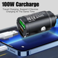 100W PD USB Car Charger – Fast Charging Adapter for iPhone, Xiaomi, Samsung, Huawei with QC3.0 and Type-C Compatibility