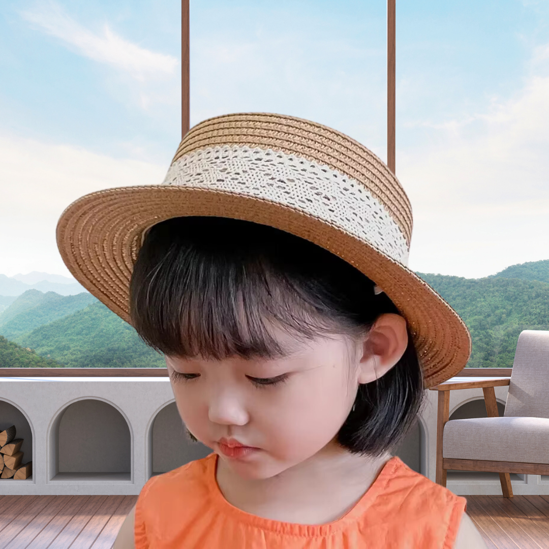 Adorable Bow Straw Hat for Girls – Breathable Spring/Summer Sun Hat with UV Protection, Perfect for Outdoor Travel and Sunshade