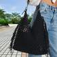 Luxury Hollow-Out Hobo Bag for Women: Spacious Tassel Straw Beach Purse