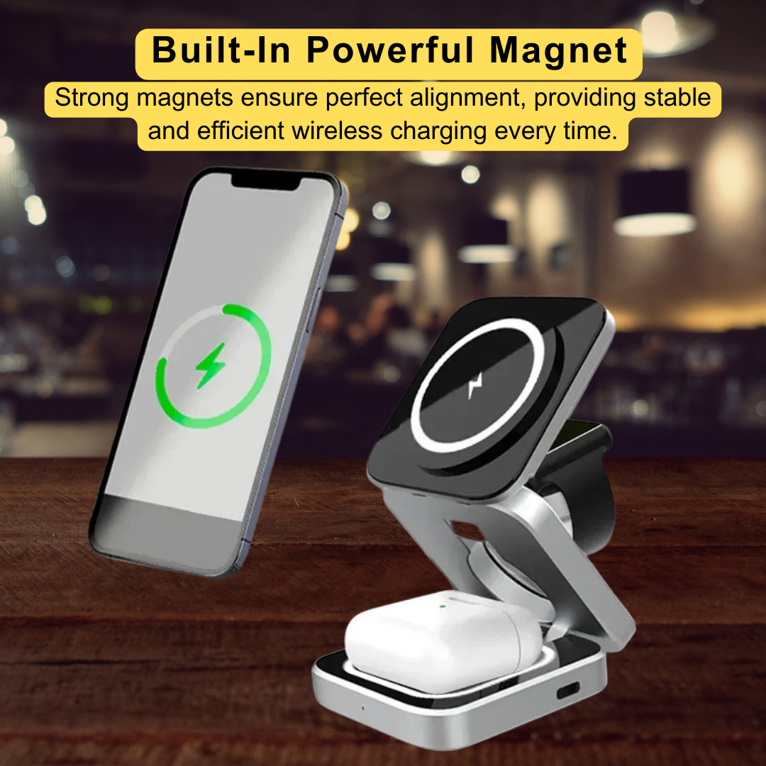 30W Magnetic Wireless Charger Stand – Fast Charging Station for iPhone 16/15/14/13/12 Pro Max, AirPods, Samsung Watch 6/5, iWatch 8/7