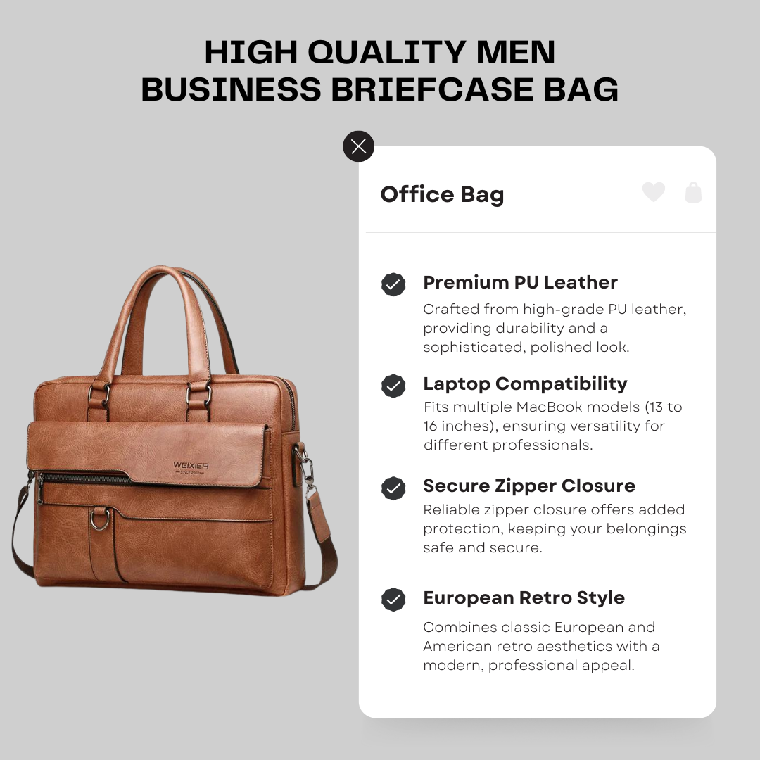 High Quality Men Business Briefcase Bag Shoulder Messenger Bags Office Handbag