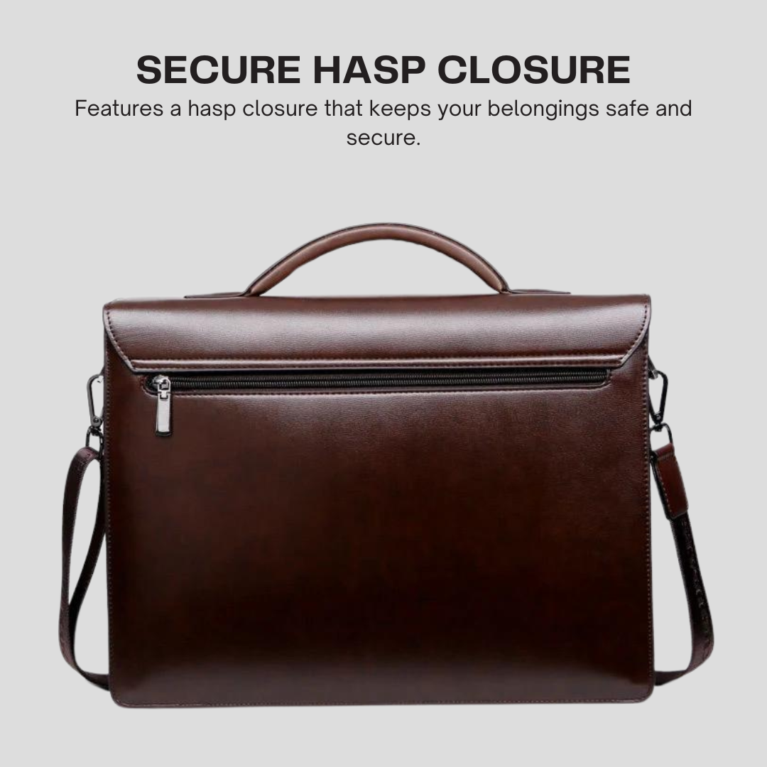 Stylish PU Leather Laptop Business Bag with Password Lock Professional Men's Diagonal Briefcase