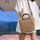 Women's Luxury Designer Handbag High Quality Beach Tote Bag - Summer Wallet Drawstring Crochet Woven Purse