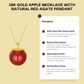 18K Gold Natural Red Agate Apple Necklace Pendant